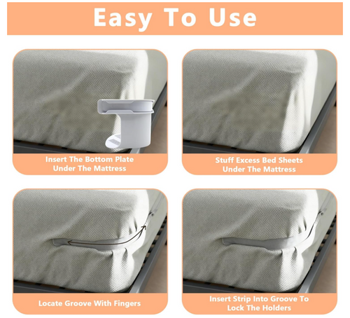 Bed Sheet Holder With Lock Strips, 4 Pcs Heavy Duty